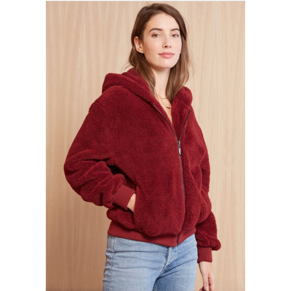 EVEREVE BLANKNYC NWT Cozy Full Zip Hoodie Sweatshirt Jacket in Red // XS - Picture 4 of 10